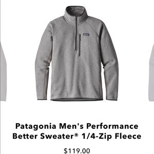Patagonia Performance 1/4 Zip Fleece